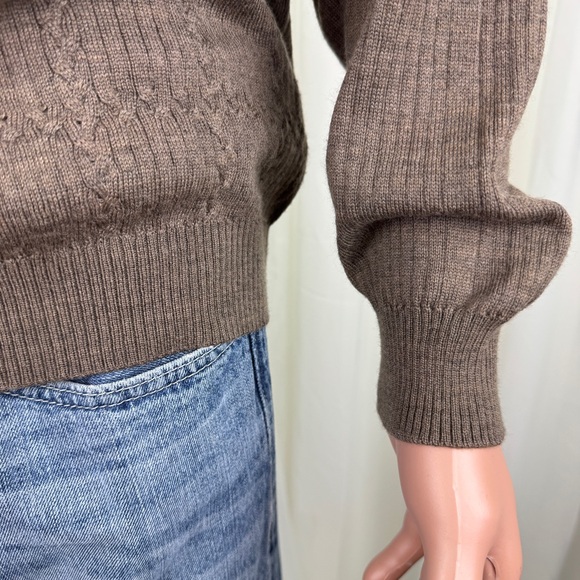 Men's Joseph & Lyman 100% Extrafine Merino Wool Cable Knit Sweater Sz MD Brown - Picture 11 of 12